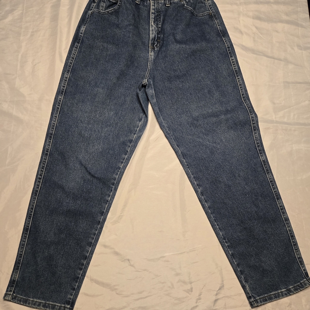 Vtg Lee Jeans Americana 90s Elastic At Waist Womens 12 Short HighWaist Flat Back